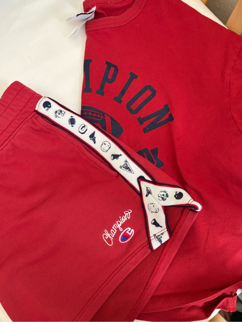 Women’s Champion Set in Red - Shorts and Shirt Size Large